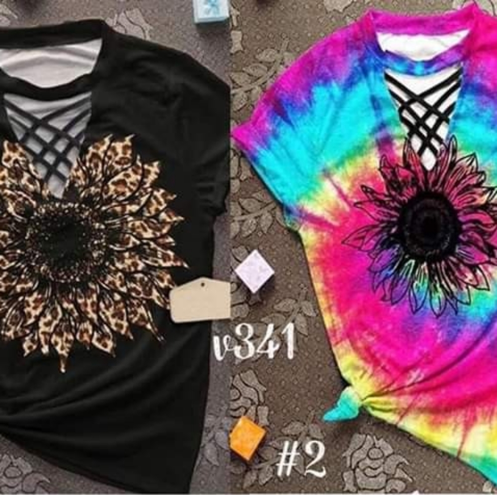 Sunflower 🌻 Tie Dye or Black Tee